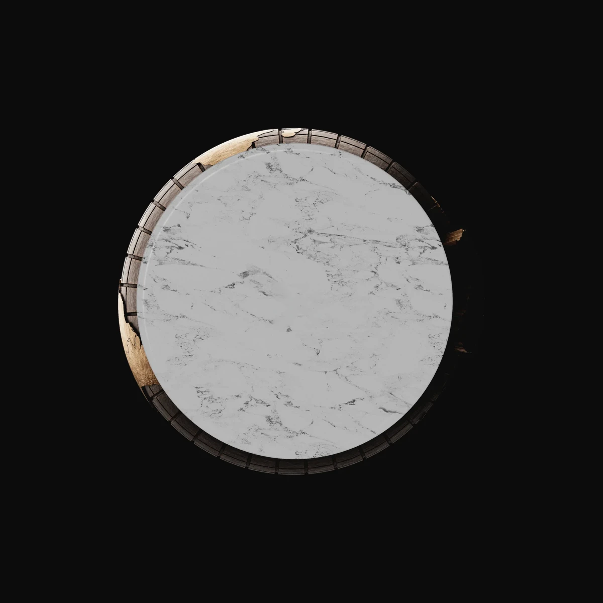 Per Capita Emissions: view from beneath, showing the underside of the Carrara marble base
